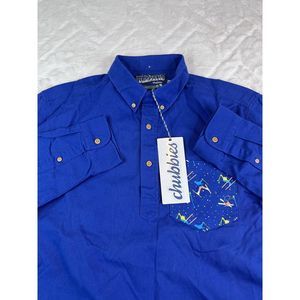 *NWT* Chubbies The Weekend Flannel Pullover Mens (L) Blue Ski The Limit